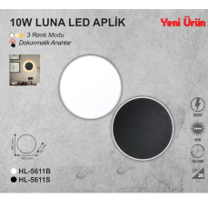 10 WATT LUNA LED APLİK 3 RENK DOKUNMATİK