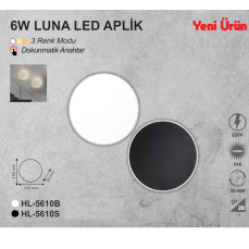 6 WATT LUNA LED APLİK 3 RENK DOKUNMATİK 