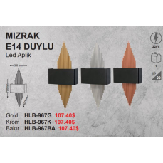 MIZRAK E14 DUYLU LED APLİK GOLD