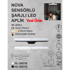 Hero LED  nova Hareket Sensörlü Şarjlı LED Aplik Micro USB Kablosuz LED Lamba 3 Farklı Işık