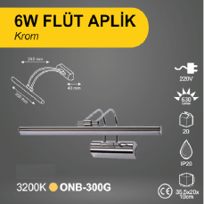 6 WATT FLÜT APLİK KROM