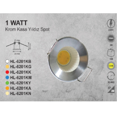 1 WATT KROM KASA GÜNIŞIĞI YILDIZ SPOT